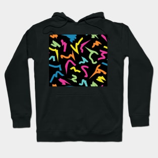 Rainbow Colors Bright Retro 80's Eighties Abstract Scribble Hoodie